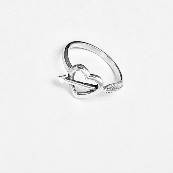 Sterling Silver Heart with Arrow Ring, Bow and Arrows, Promise Love Jewelry - Picture 7 of 13